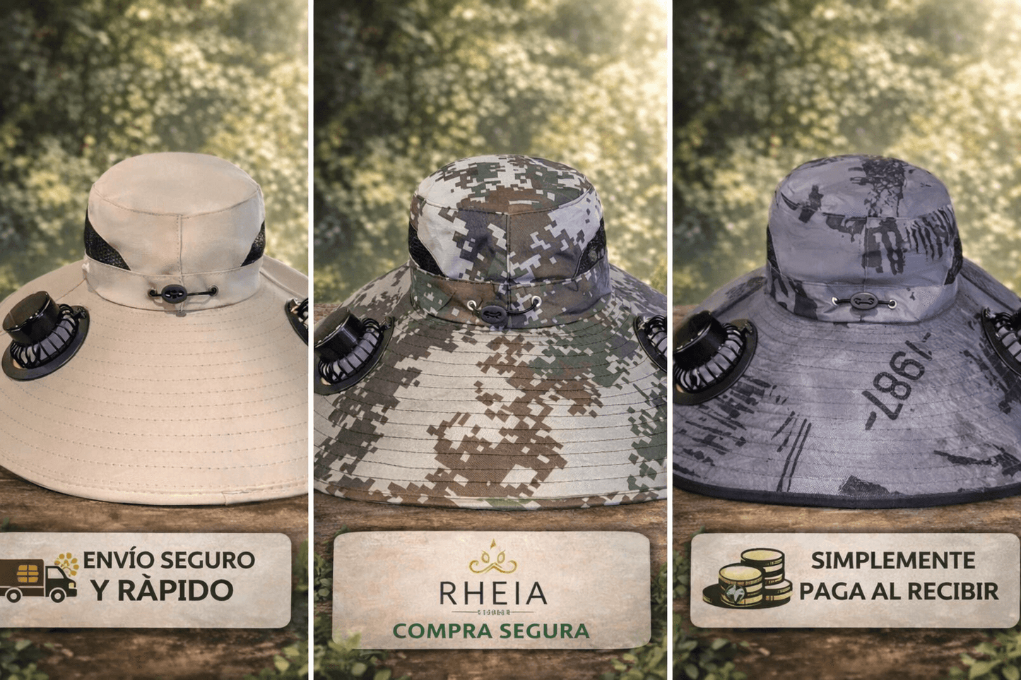 Sombrero Para El Sol Con 2 Abanicos